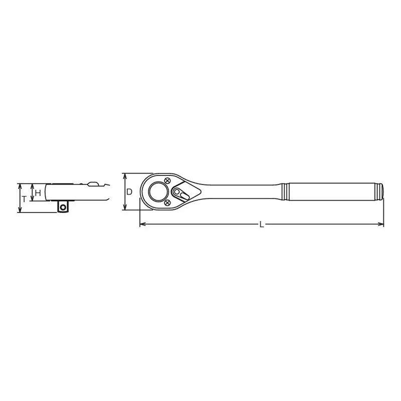 1/2 Sq. Dr. Ratchet Handle  24 teeth  Length 250mm Push Button Metal Handle - Image 2