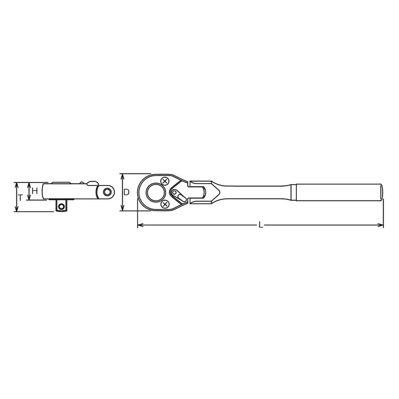 3/8 Sq. Dr. Ratchet Handle  24 teeth Flexible Head Length 265mm Push Button Metal Handle - Image 2