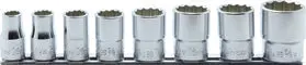 8 Piece 1/2 Sq. Dr. Whitworth, 12 Point, SAE, Chrome Socket Set