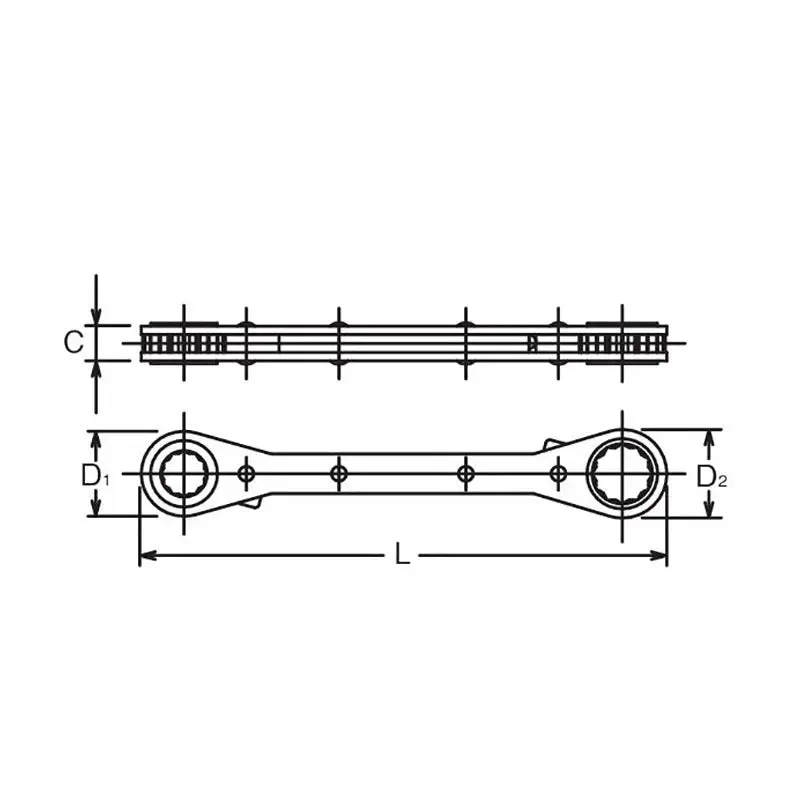 Ratcheting Ring Wrench 5.5-6x7-8mm 12 point Length 108mm Reversible 4 sizes - Image 2