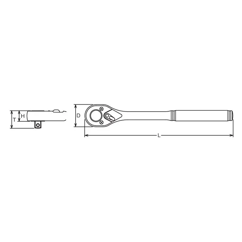 1/2 Sq. Dr. Ratchet Handle  24 teeth  Length 250mm  Metal Handle - Image 2