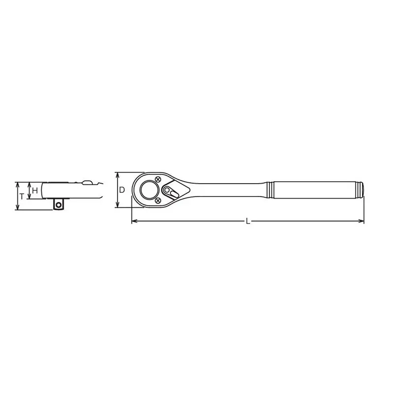 1/2 Sq. Dr. Ratchet Handle 24 teeth Length 250mm Polished Handle - Image 2
