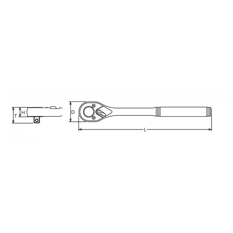 1/2 Sq. Dr. Ratchet Handle  24 teeth  Length 410mm  Polished Handle - Image 2
