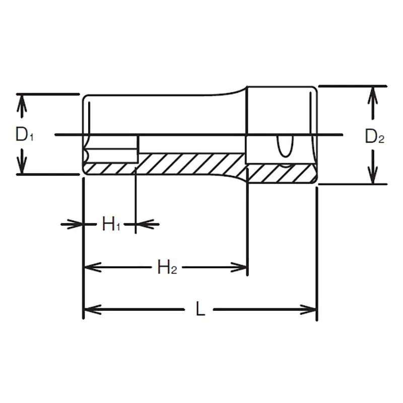 1/4 Sq. Dr. Socket 13mm 6 point Length 32mm - Image 2
