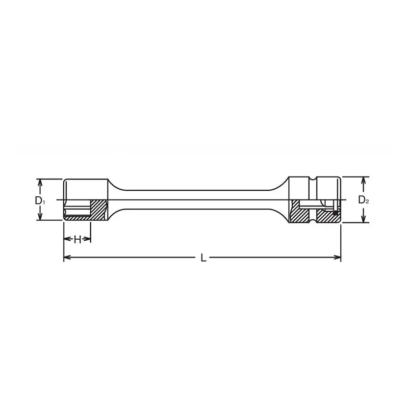12mm 3/8 Sq. Dr. 6 point Sleeve Drive Extension Socket, 150mm Long - Image 2