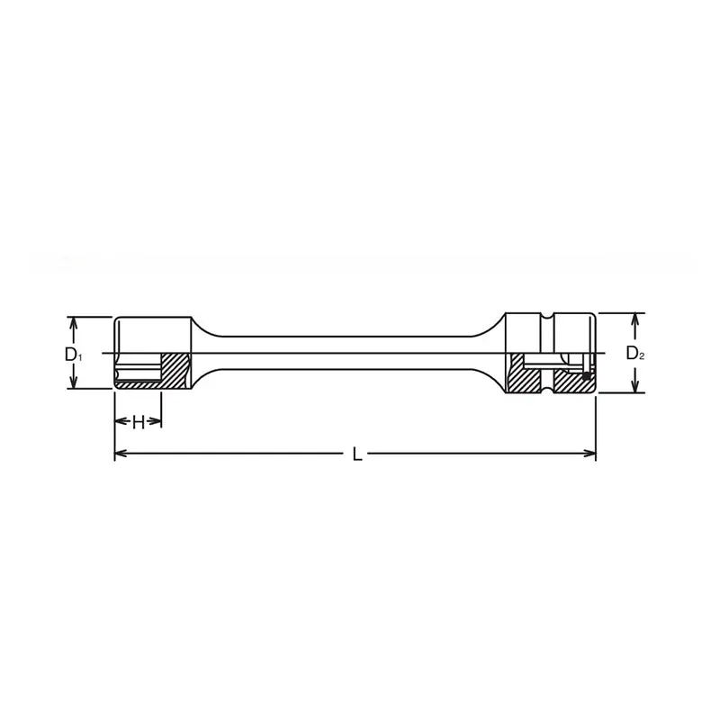 13mm 3/8 Sq. Dr. 6 point Sleeve Drive Extension Socket, 200mm Long - Image 2
