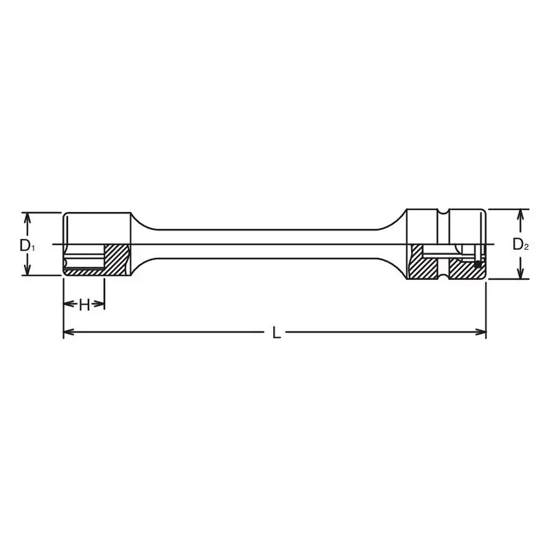 16mm 3/8 Sq. Dr. 6 point Sleeve Drive Extension Socket , 100mm Long - Image 2