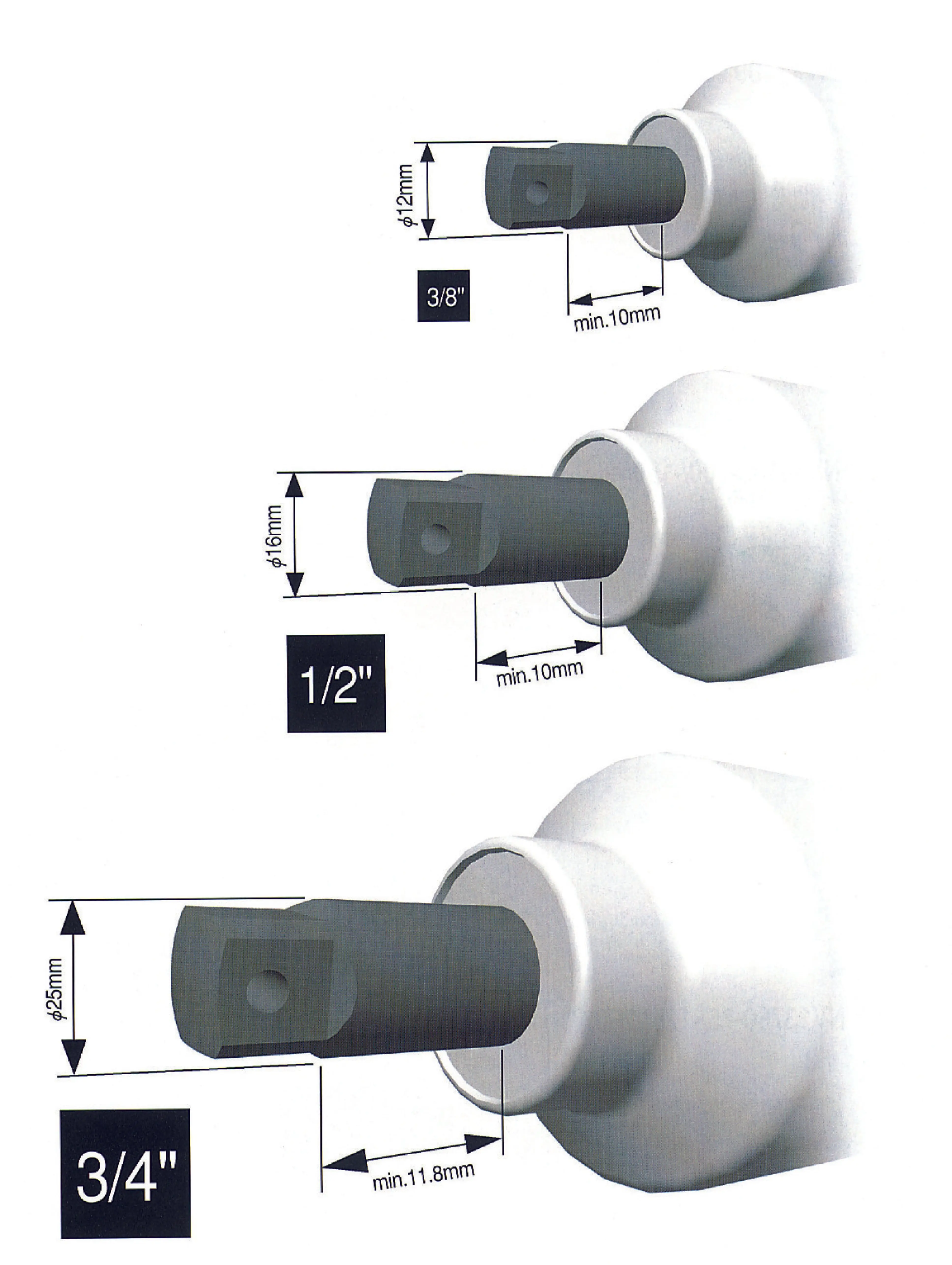 16mm 1/2 Sq. Dr. Impact 6-Point Sleeve Drive Socket - Image 3