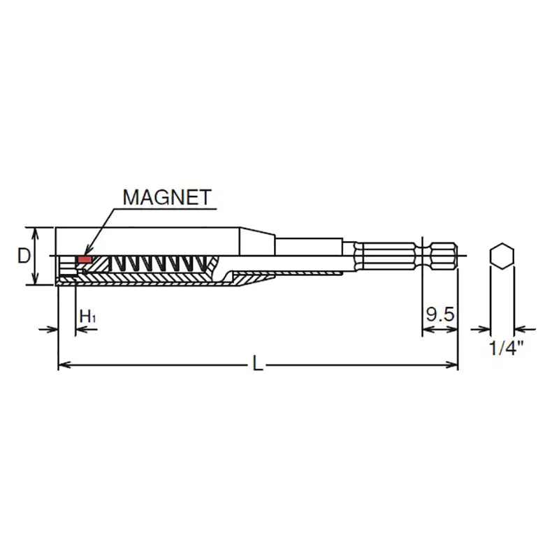 1/4 Hex Dr. Nut Setter with Plastic Protector 8mm 6 point Length 200mm Slide Magnet Turnable POM cover - Image 2