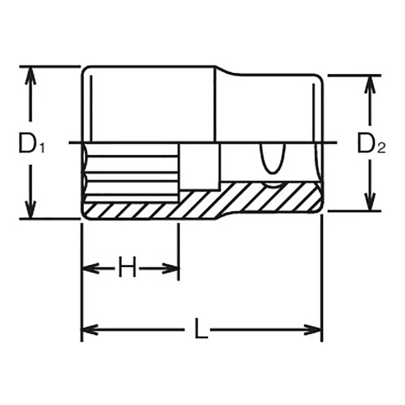 1/2 Sq. Dr. Chrome SAE 12 Point Socket 1.3/16" - Image 2