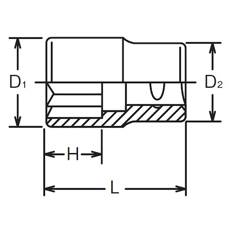 1/4 Sq. Dr. Socket 1/4 Double Square Length 22mm - Image 2
