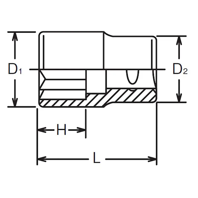 1/4 Sq. Dr. Socket 5/16 Double Square Length 22mm - Image 2