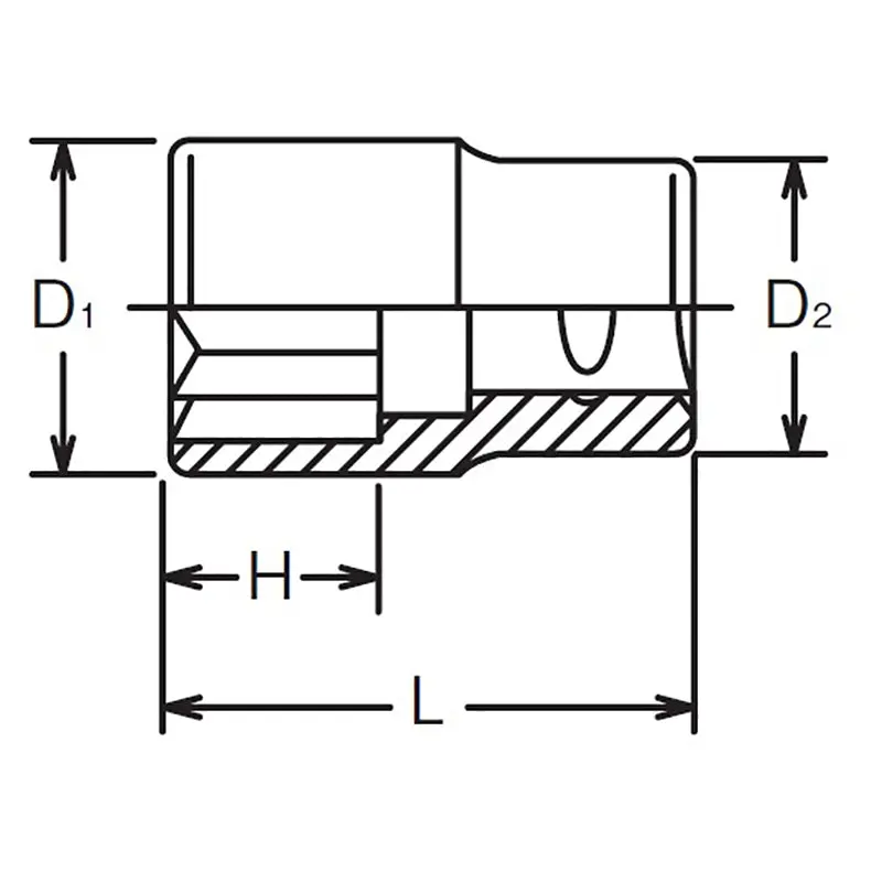 1/4 Sq. Dr. Socket  6mm Double Square Length 22mm - Image 2