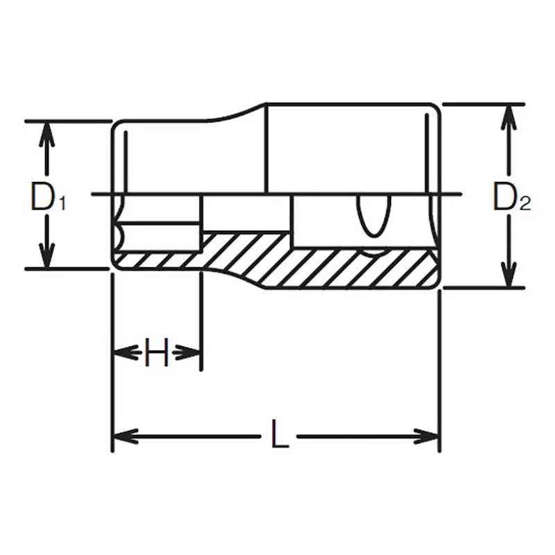 1/4 Sq. Dr. Socket  BA8 6 point Length 22mm - Image 2