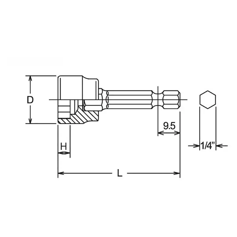 1/4 Hex Dr. Anchor Bolt Socket  19mm 6 point 50mm - Image 2