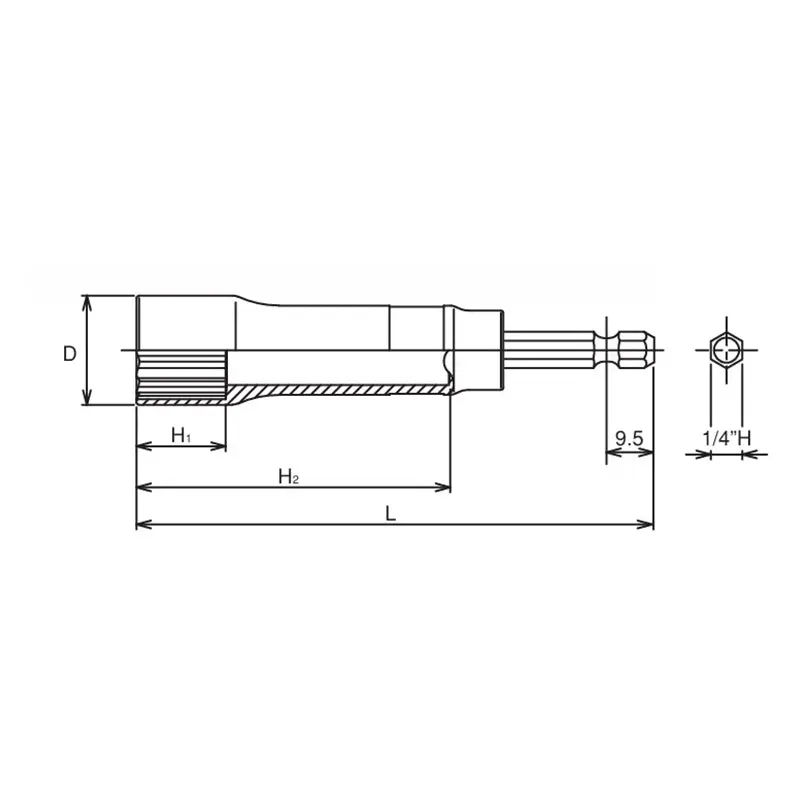 1/4 Hex Dr. Long Socket  12mm 12 point 104mm - Image 2
