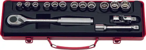 1/2 Sq. Dr. 15 Piece 12-Point Metric Socket set 10-22mm