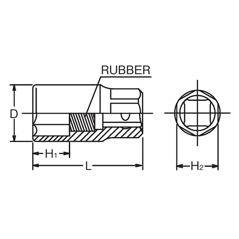 1/2 Sq. Dr. Spark Plug Socket 18mm 6 point Length 70mm Rubber - Image 2