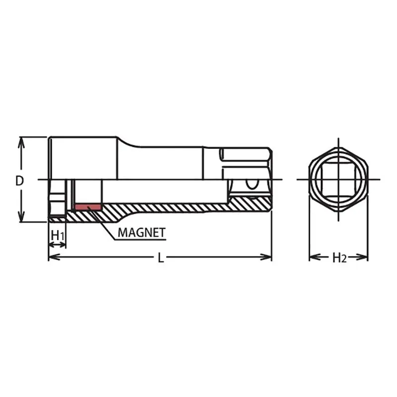 3/8 Sq. Dr. Magnetic 6 point Spark Plug Socket  19mm - Image 2