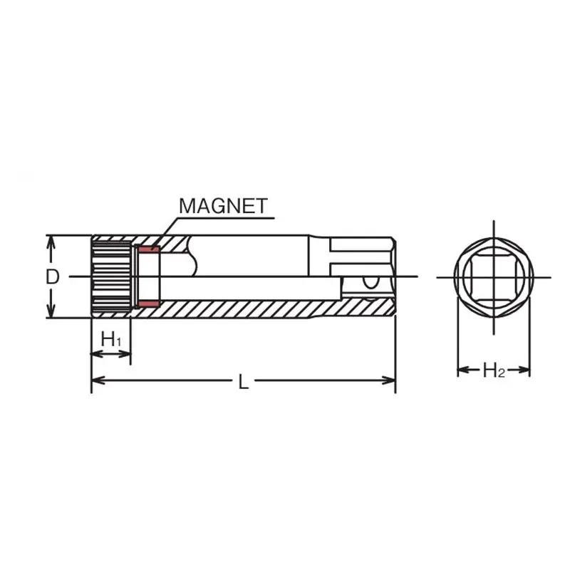 3/8 Sq. Dr. 12 point Magnetic Spark Plug Socket  14mm - Image 2