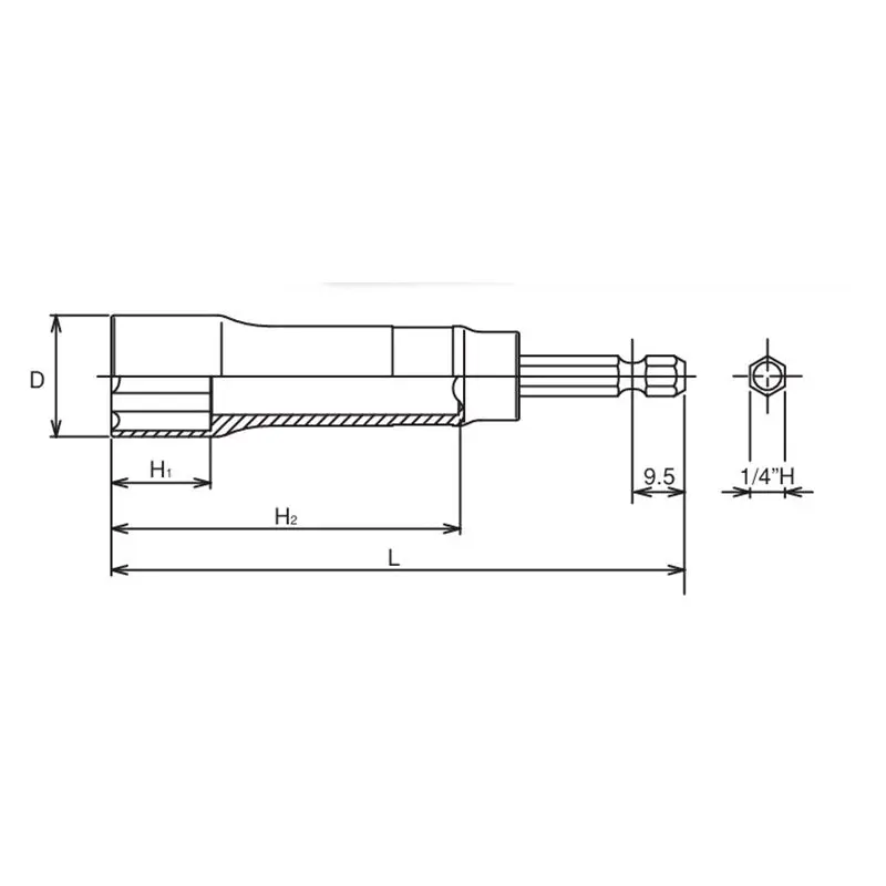 1/4 Hex Dr. Long Socket  19mm Surface 104mm - Image 2