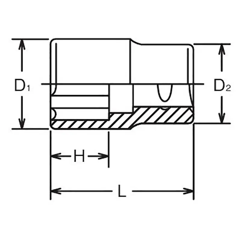 1/2 Sq. Dr. Socket  12mm Surface Length 37mm - Image 2