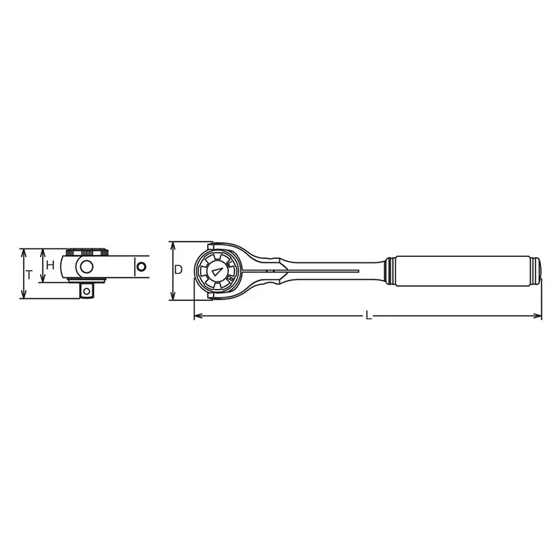 3/8 Sq. Dr. Swivel Head Ratchet 45 teeth - Serrated Metal Handle - Image 2