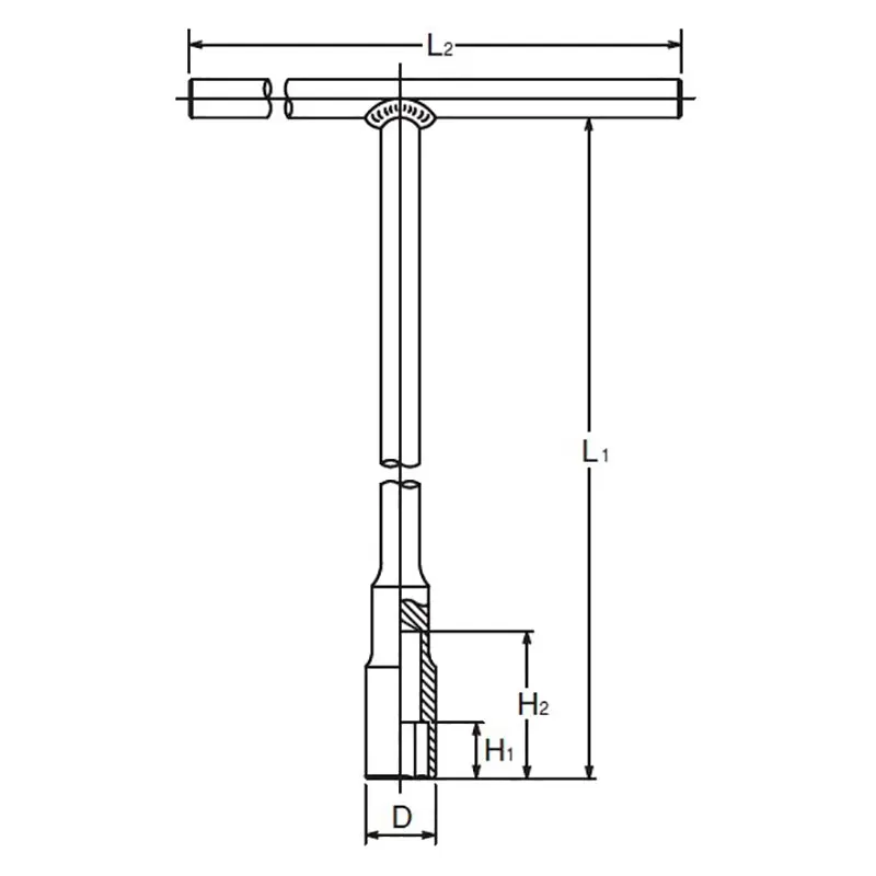 T Handle Socket 14mm 6 point Length 355 x 200mm - Image 2