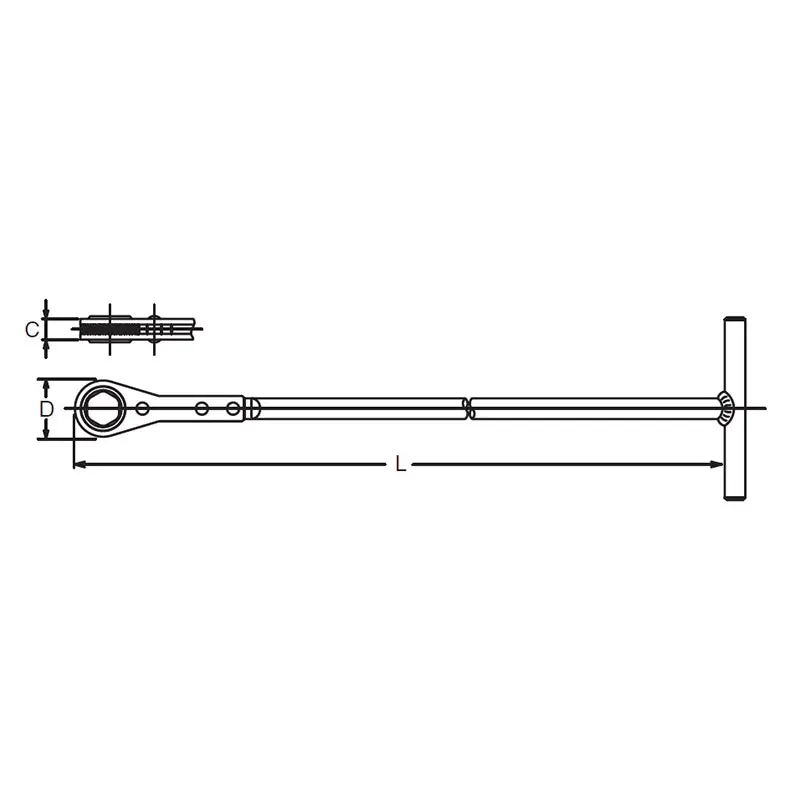 Push and Pull Ratchet  14mm 6 point Length 480mm - Image 2