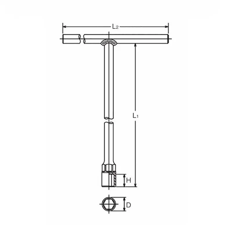 T Handle Socket  19mm 6 point Length 350 x 300mm - Image 2