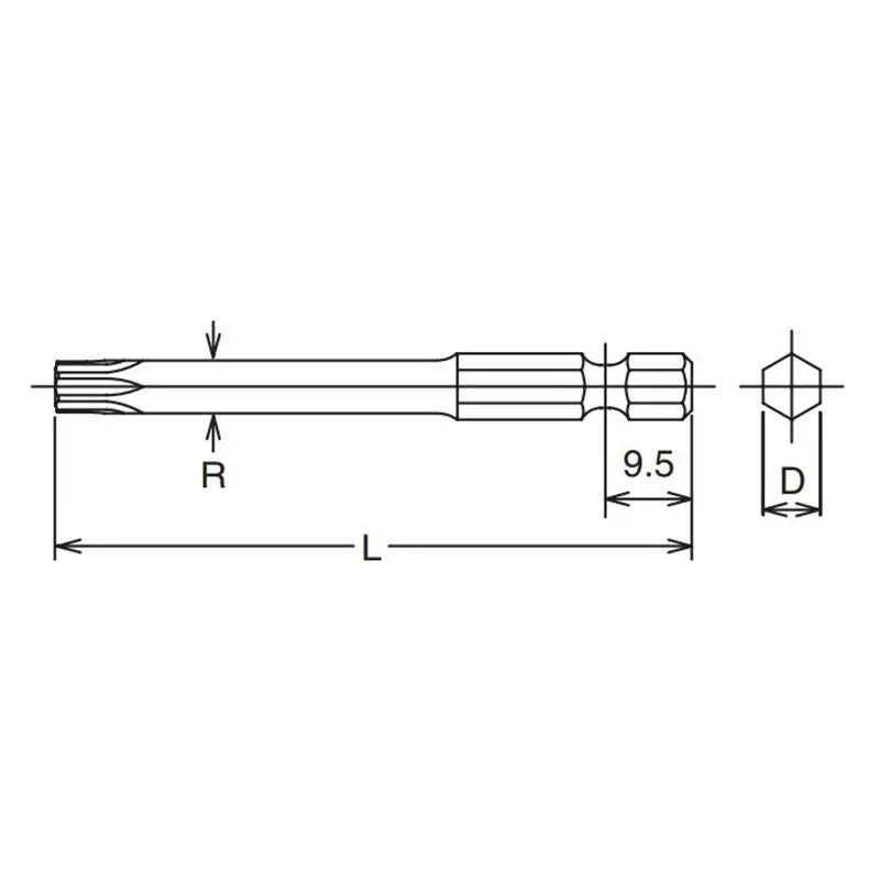 1/4 Hex Dr. Tamper-Resistant TORX® T20H Bit - Length 100mm - Image 2