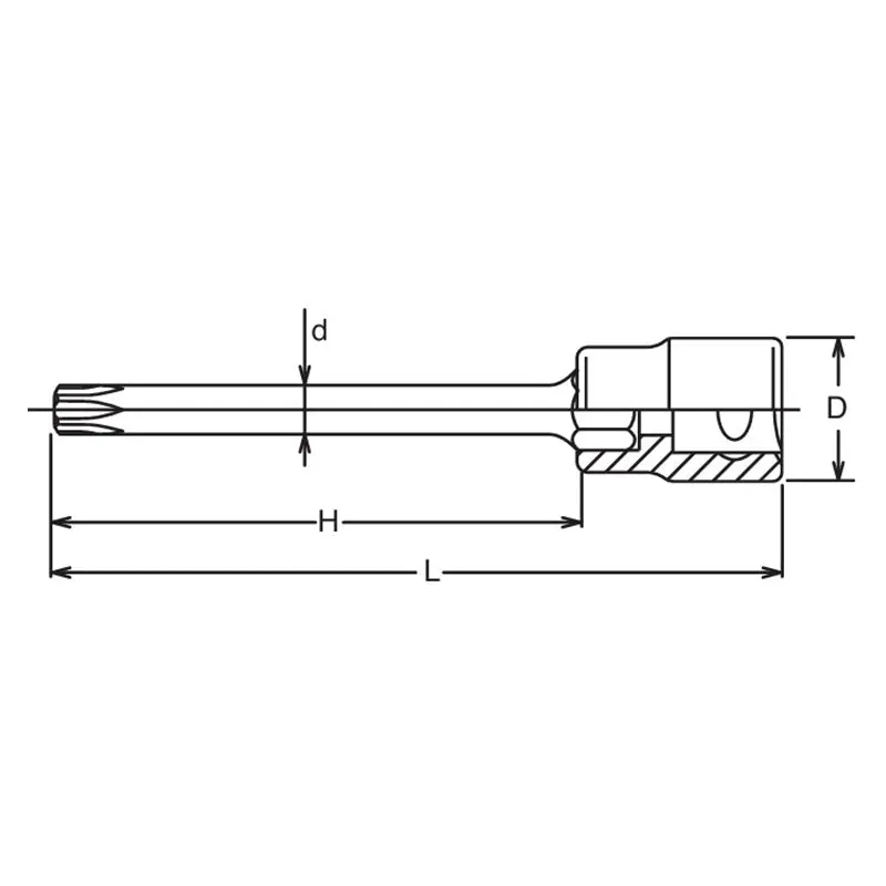 3/8 Sq. Dr. Round Shank TORX® T25 Bit Socket - Length 100mm - Image 2