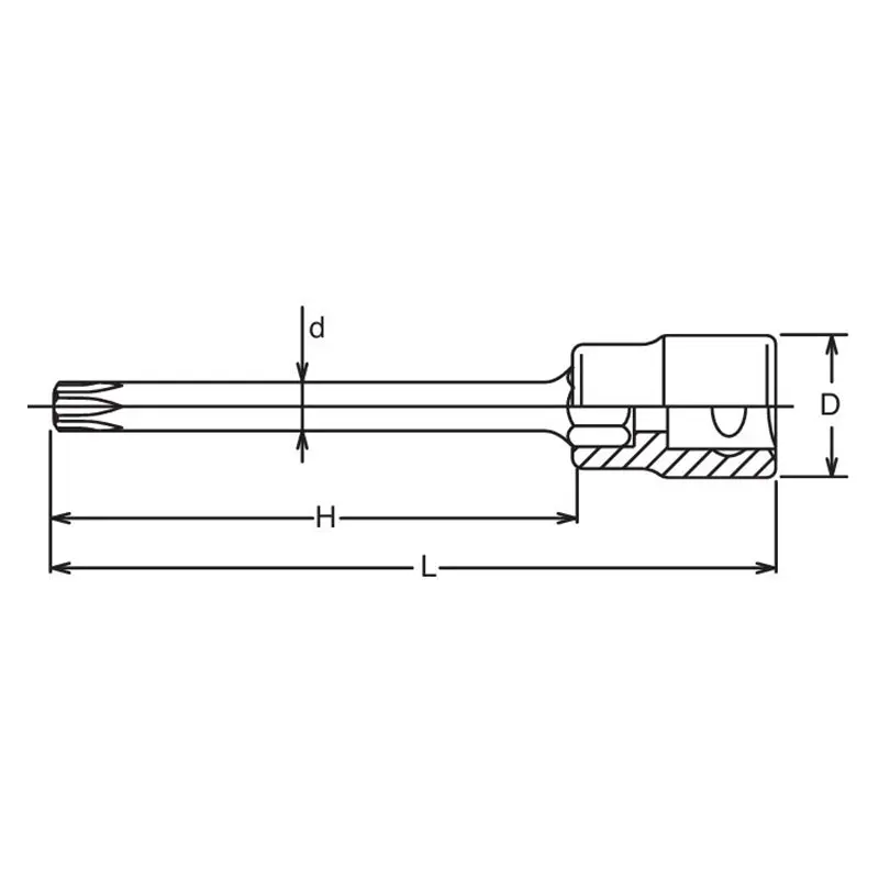 3/8 Sq. Dr. Round shank TORX® T30 Bit Socket - Length 100mm - Image 2