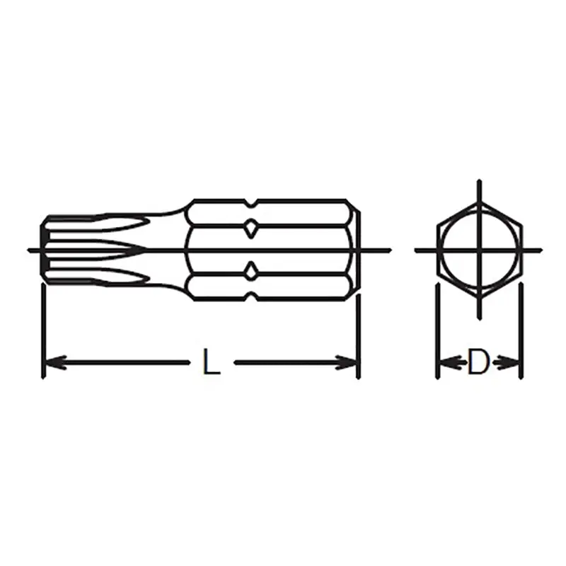 1/4 Hex Dr. Tamper-Resistant TORX® T20H Bit - Length 25mm - Image 2
