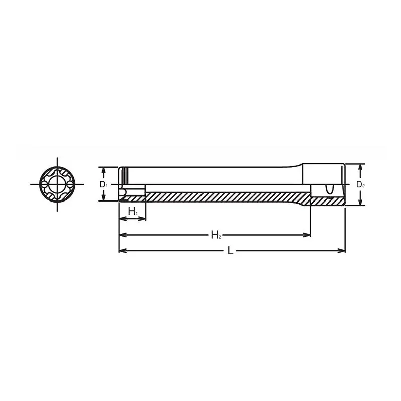 1/2 Sq. Dr. Extra Deep Nut Grip TORX® E10 Socket - Length 140mm - Image 2
