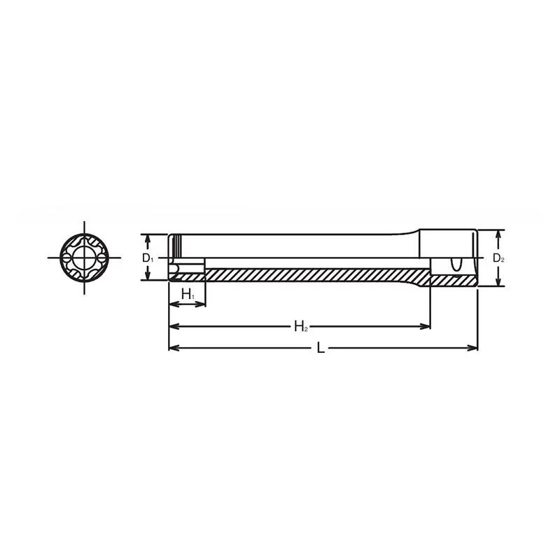 1/2 Sq. Dr. Extra Deep Nut Grip® TORX® E14 Socket - Length 140mm - Image 2