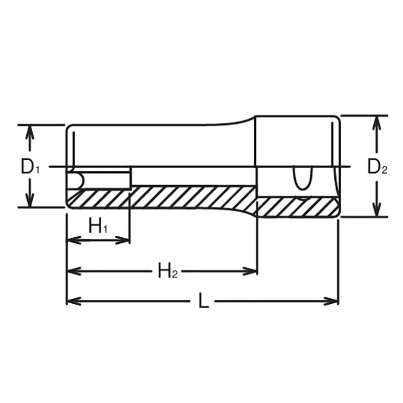 1/2 Sq. Dr. Deep TORX® E8 Socket - Length 77mm - Image 2