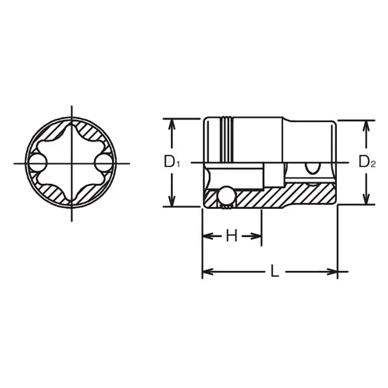 3/8 Sq. Dr. NUT GRIP® TORX® E18 Socket - Length 32mm - Image 2