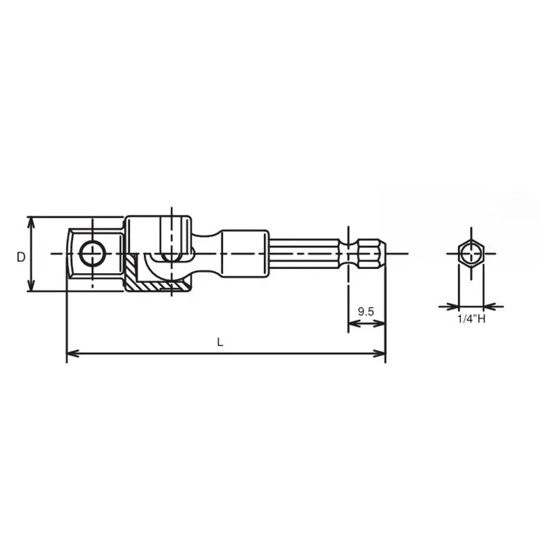 1/4 Hex Dr. to 3/8 Square Dr. Universal Adaptor - Image 2