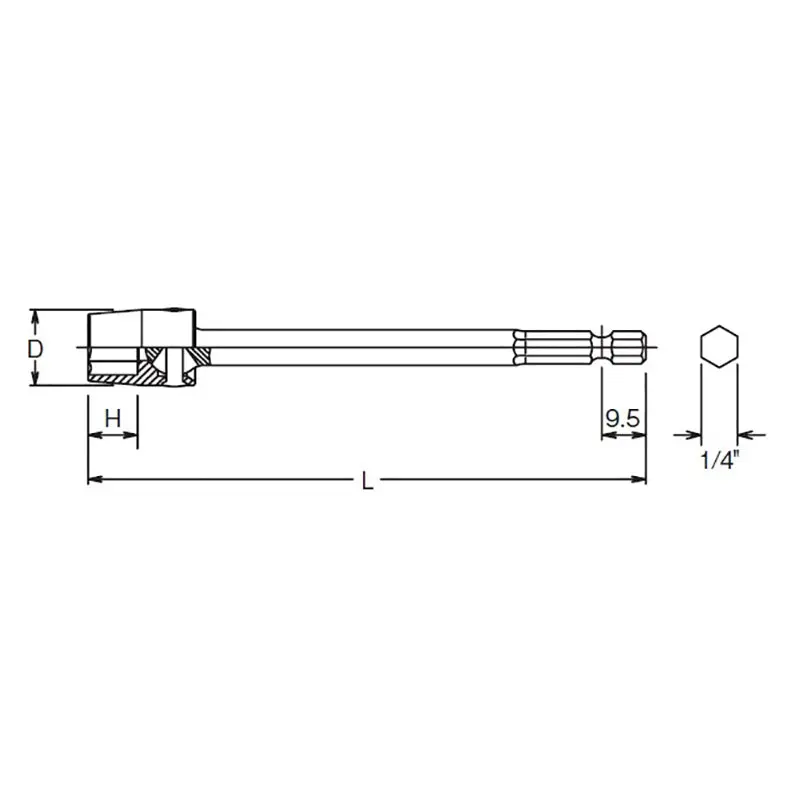 1/4 Hex Dr. Universal Nut Setter 8mm 6 point Length 150mm - Image 2