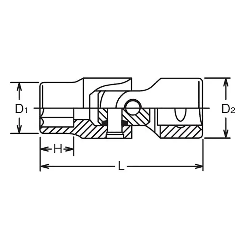 1/2 Sq. Dr. Universal Socket 21mm 6 point Length 72mm - Image 2