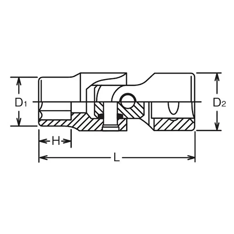 1/2 Sq. Dr. Universal Socket 9/16 6 point Length 66mm - Image 2