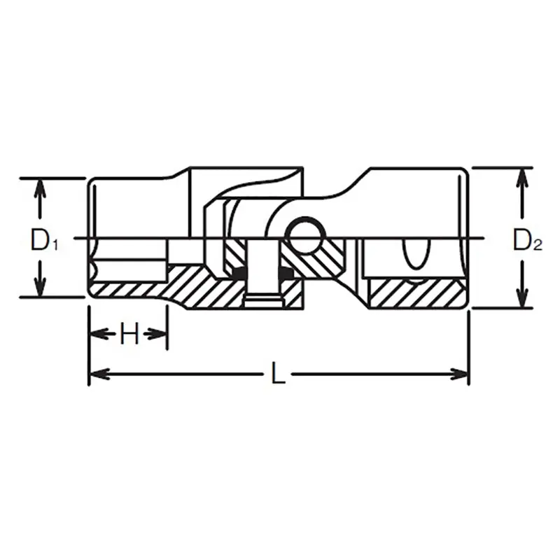 1/4 Sq. Dr. Universal Socket  13mm 6 point Length 37mm - Image 2