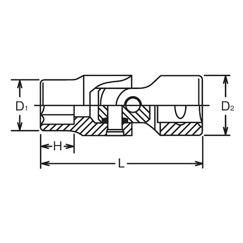 3/8 Sq. Dr. Universal Socket 5/8 6 point Length 53.5mm - Image 2