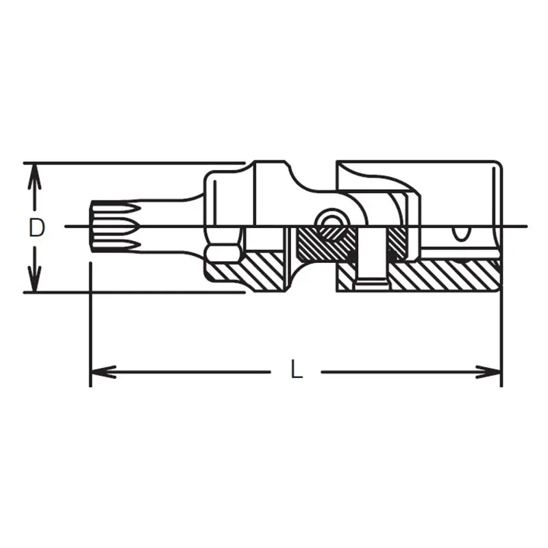 1/4 Sq. Dr. Universal TORX® T25 Bit Socket - Length 42mm - Image 2