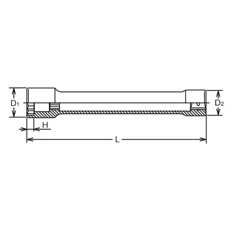 1 Sq. Dr. Extra Long Wheel Nut Socket  41 x 21mm Bi-Hex x Square Length 400mm - Image 4