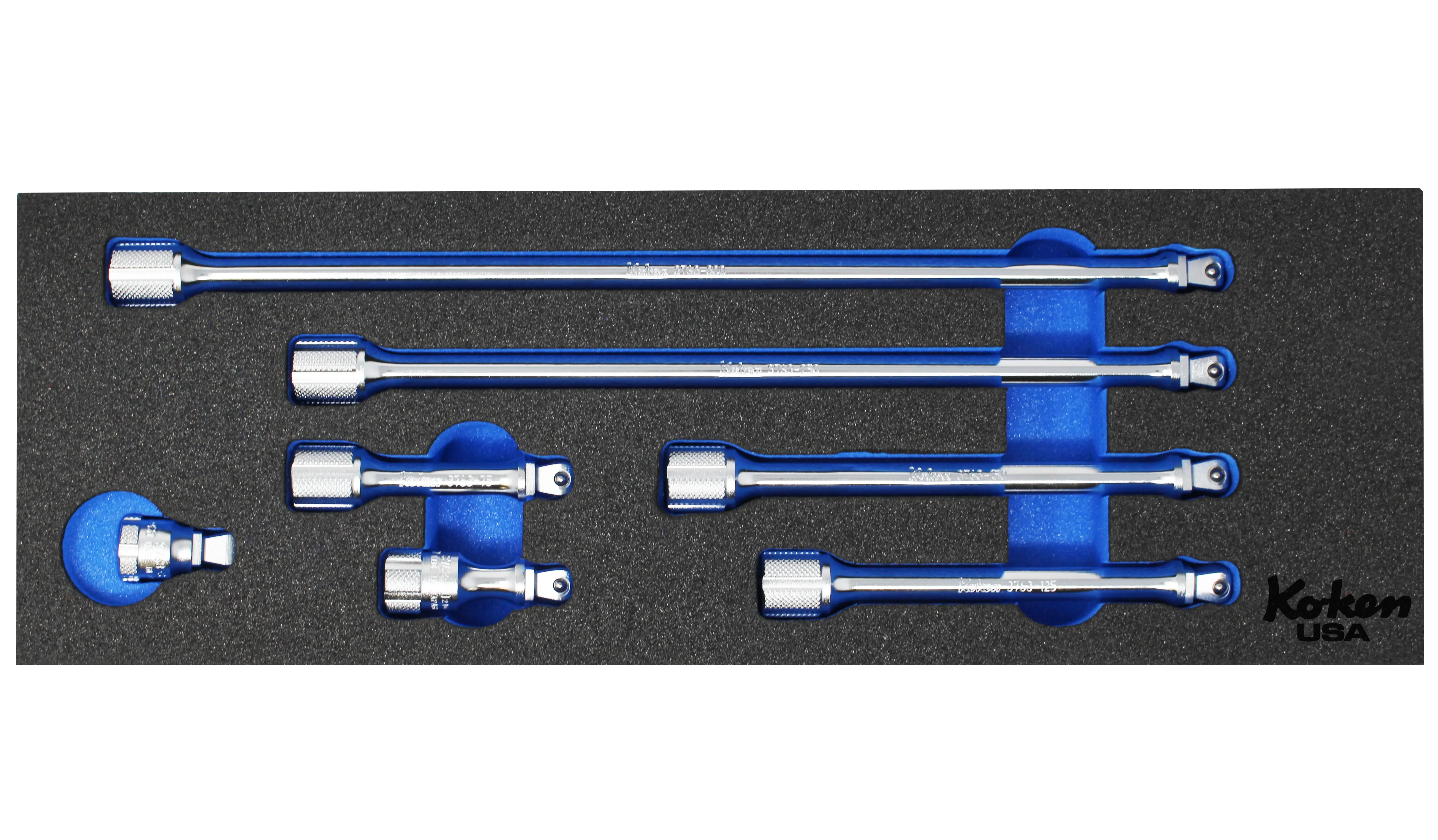 3/8" Sq Dr. Wobble-Fix Extension Bar Set in Foam - 7 Pieces - Image 2