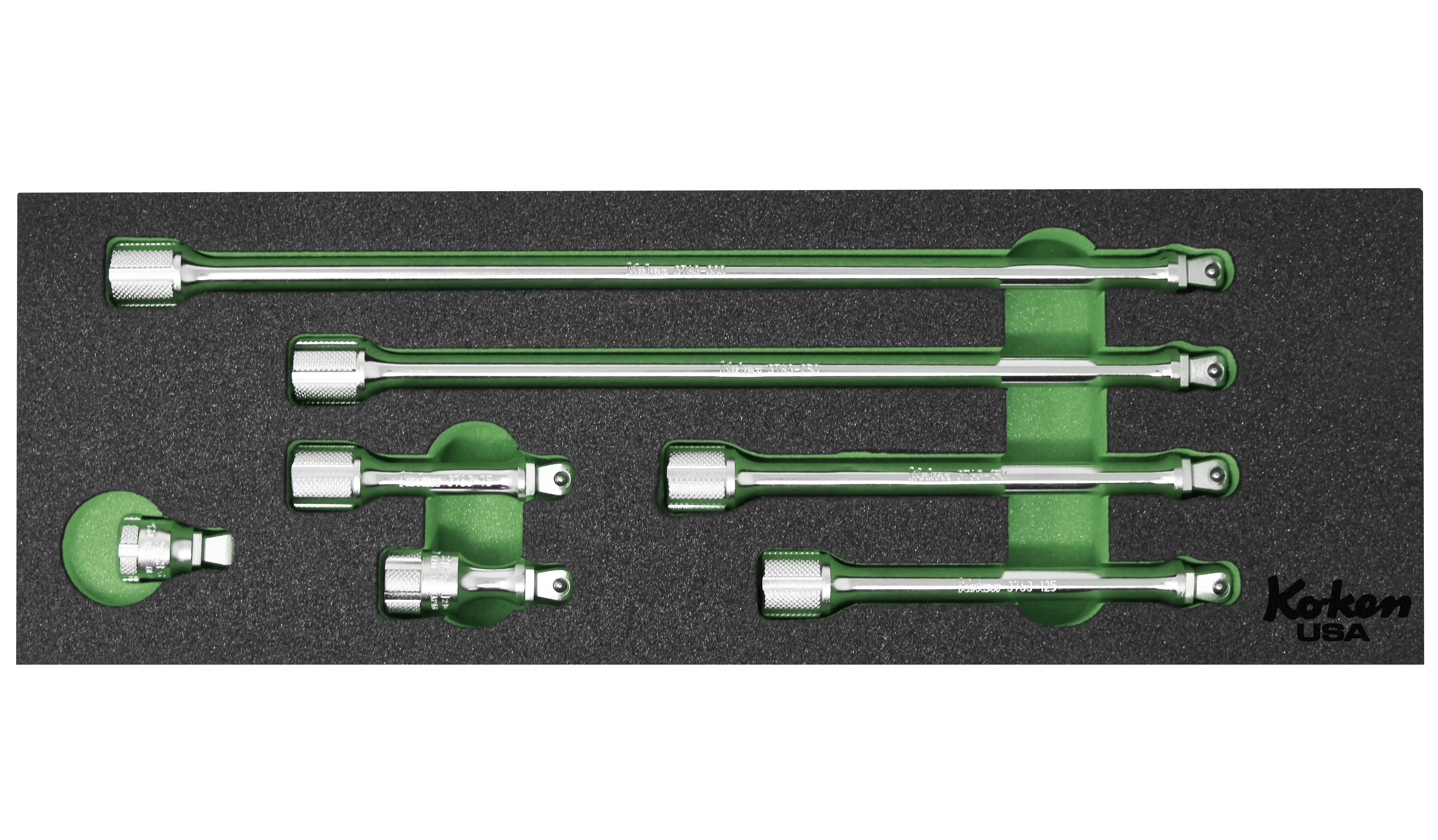 3/8" Sq Dr. Wobble-Fix Extension Bar Set in Foam - 7 Pieces - Image 3