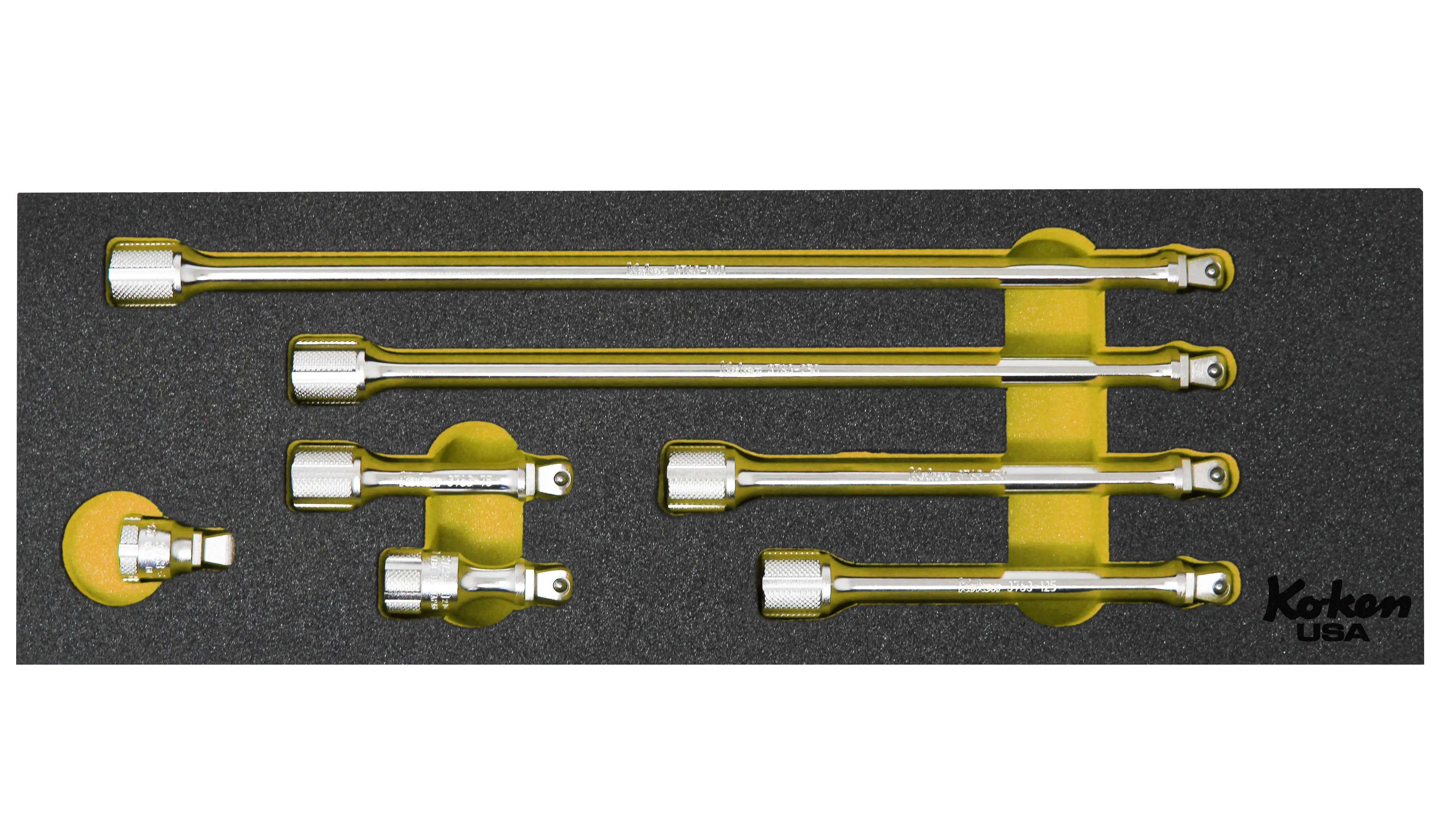 3/8" Sq Dr. Wobble-Fix Extension Bar Set in Foam - 7 Pieces - Image 4