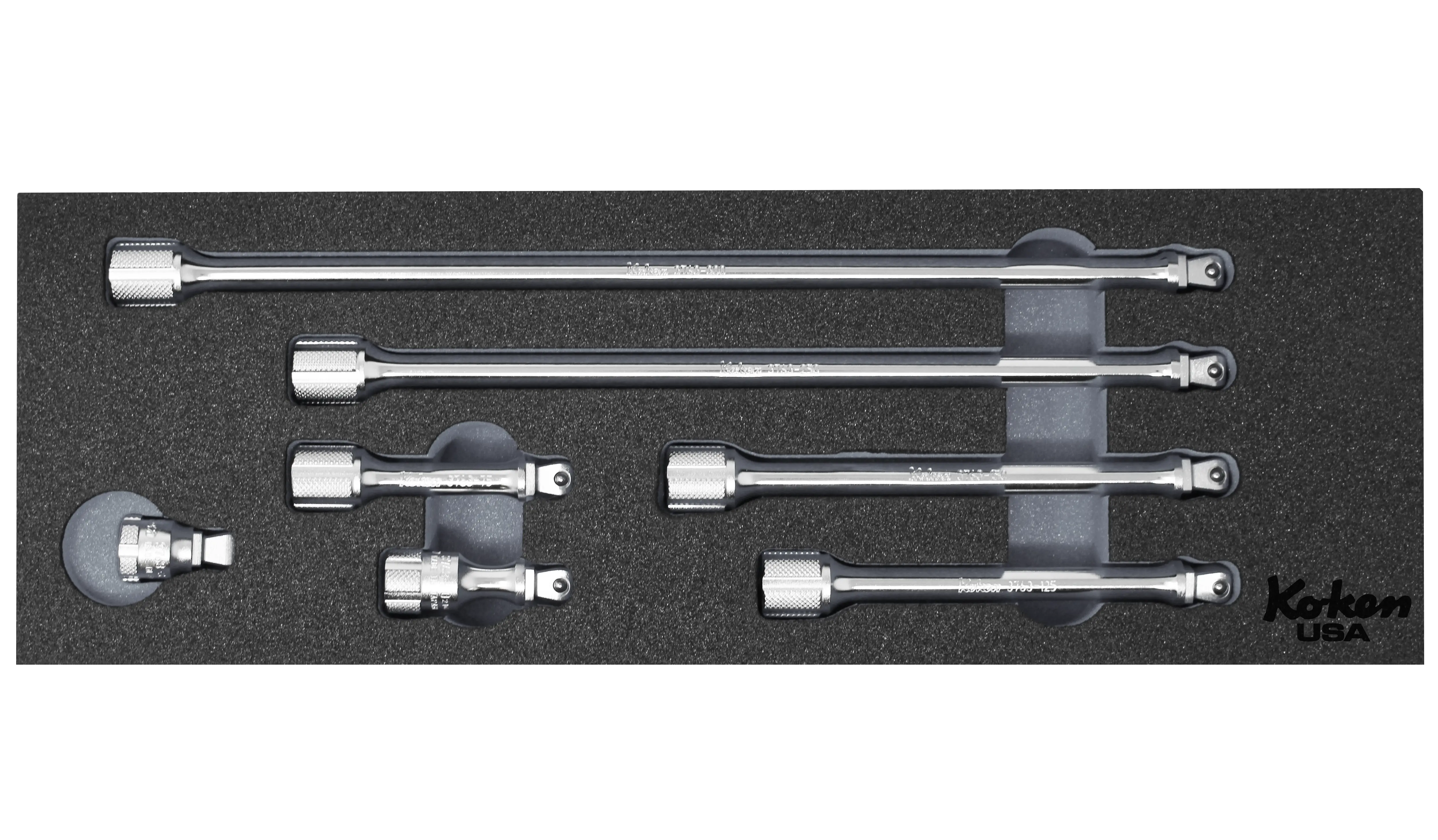 3/8" Sq Dr. Wobble-Fix Extension Bar Set in Foam - 7 Pieces - Image 5